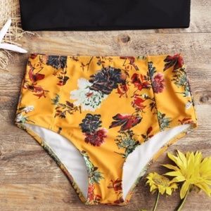 Zaful floral high waist swim bottoms